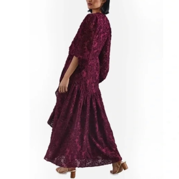 Hutch x Anthropologie Rosa Floral Wrap Maxi Dress Wine Size XS Petite - NWT - Picture 4 of 13